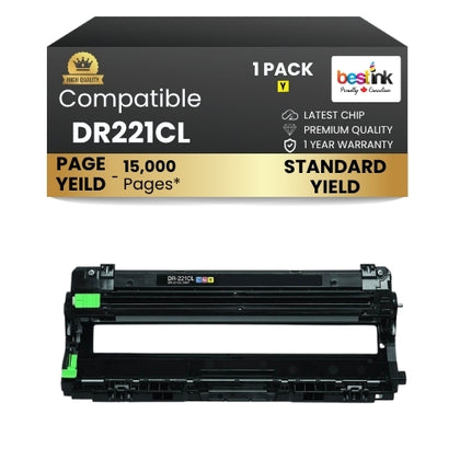Tambour jaune compatible Brother DR221CL, 1 paquet