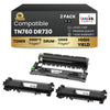 Compatible Brother TN760 DR730  2 Toner Cartridge & 1 Drum Unit( Combo )Black High-Yield ( 2 Pack )