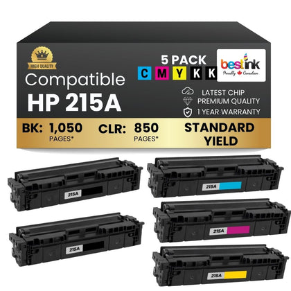 Compatible HP 215A Toner Cartridge Standard Yield BK/C/M/Y (5 Pack)- With Chip