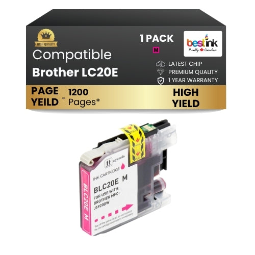 Brother LC20E Compatible Ink Cartridge Magenta ( 1 Pack ) Super High-Yield