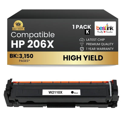 Compatible HP 206X W2110X Black Toner Cartridge High Yield