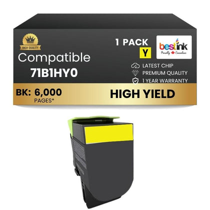 Cartouche de toner jaune compatible Lexmark 71B1HY0 (1 paquet)
