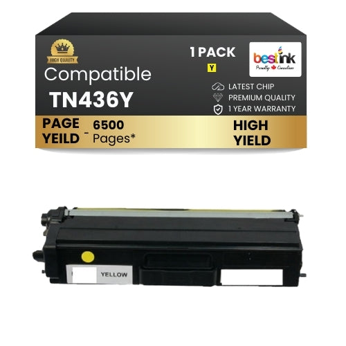 Compatible Brother TN436Y Yellow Toner Cartridge Extra High Yield ( 1 Pack )