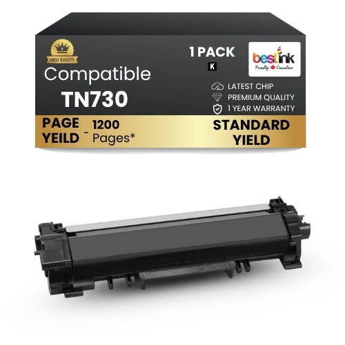 Brother Compatible TN730 Black Toner Cartridge ( 1 Pack ) Standard Yield