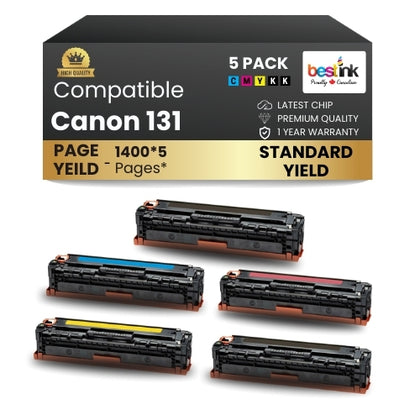 Cartouche de toner compatible Canon 131 BK/C/M/Y (lot de 5) rendement standard