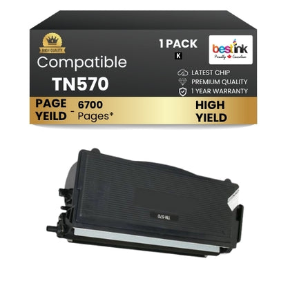 Compatible Brother TN570 Black Toner Cartridge High Yield (1 Pack)