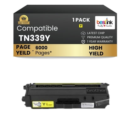 Brother TN339Y Compatible Yellow Toner Cartridge Extra High Yield ( 1 Pack )