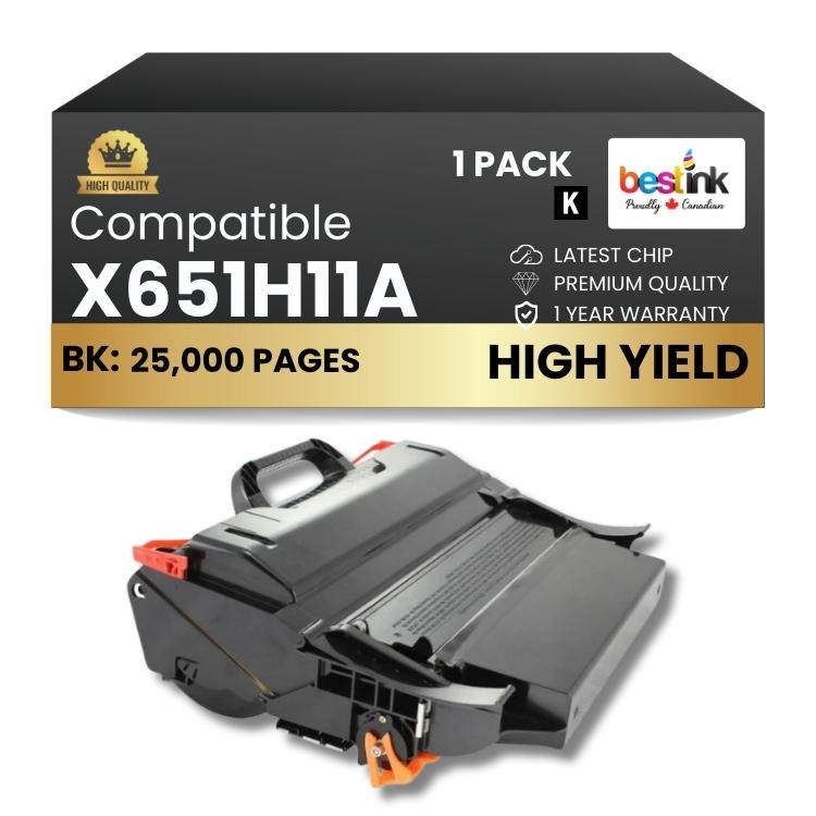 Cartouche de toner noir compatible Lexmark X651H11A (1 paquet)