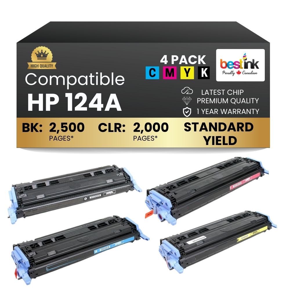 Lot de 4 cartouches de toner compatibles HP 124A