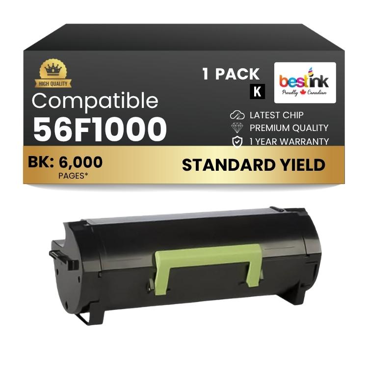 Cartouche de toner noir compatible Lexmark 56F1000 (1 paquet)