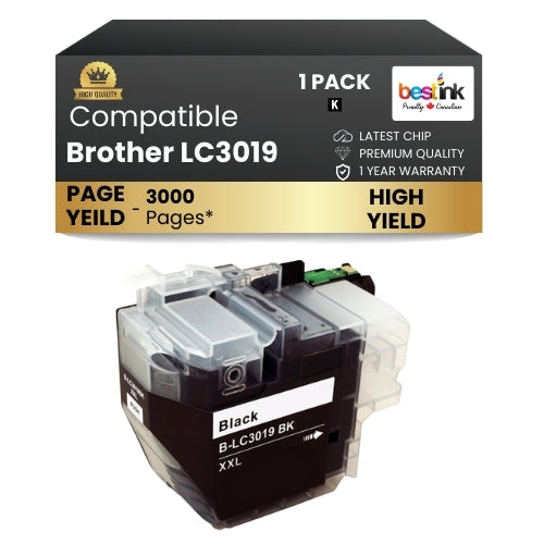 Brother LC3019 Compatibe Ink Cartridge Black ( 1 Pack ) Super High Yield