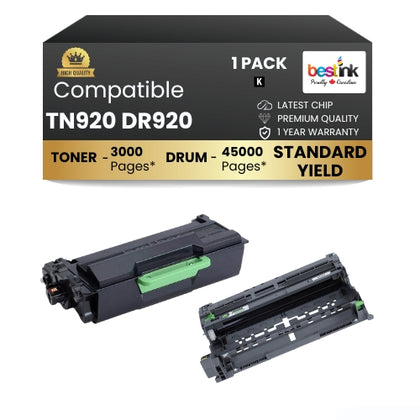 Brother TN920 DR920 Black Toner Cartridge & Drum Combo ( 1 Pack ) Standard Yield