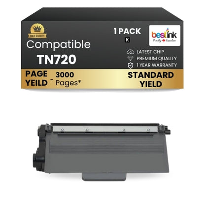 Brother TN720 Compatible Black Toner Cartridge Standard Yield ( 1 Pack )