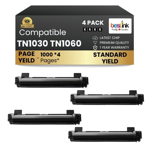 Brother TN1030 TN1060 Compatible Black Toner Cartridge (4 Pack) Combo