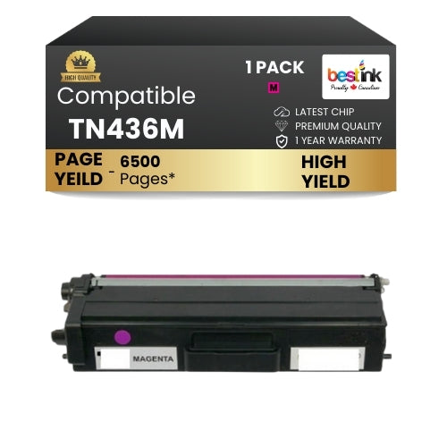 Compatible Brother TN436M Magenta Toner Cartridge Extra High Yield ( 1 Pack )