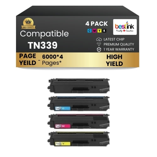 Brother TN339 Compatible Toner Cartridge Extra High Yield BK/C/M/Y (4 Pack)