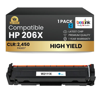 Compatible HP 206X W2111X Cyan Toner Cartridge High Yield