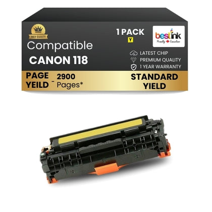 Cartouche de toner jaune compatible Canon 118 (1 paquet), rendement standard