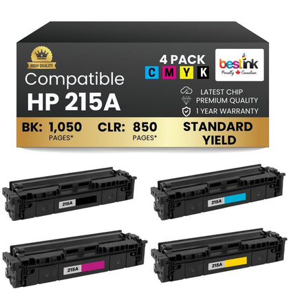 Compatible HP 215A Toner Cartridge Standard Yield BK/C/M/Y (4 Pack)- With Chip