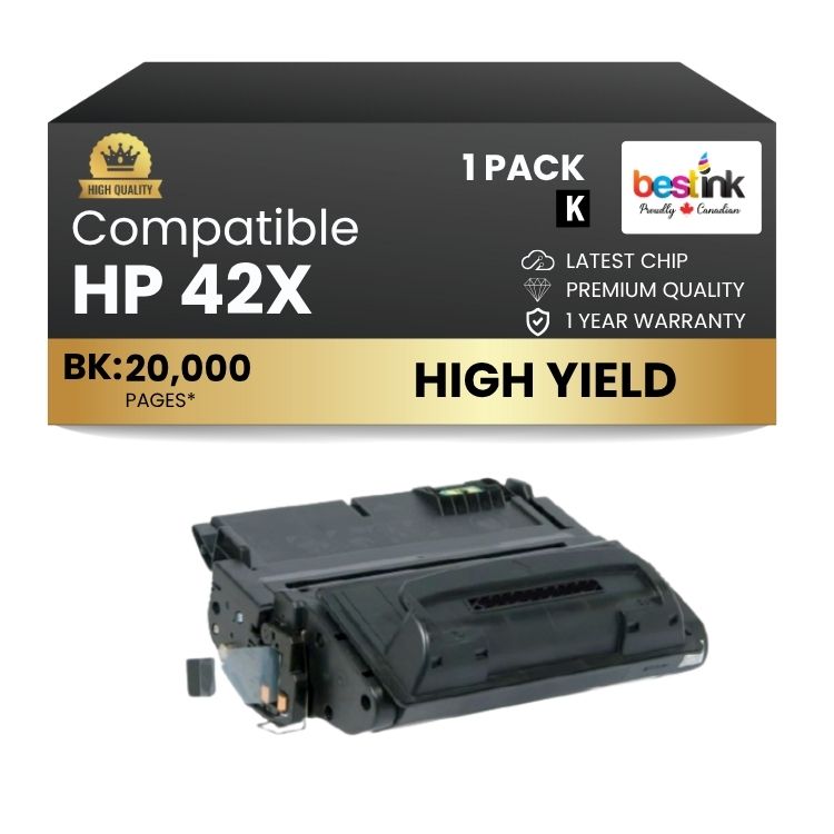 Cartouche de toner noir haute capacité compatible HP 42X Q5942X (1 paquet)