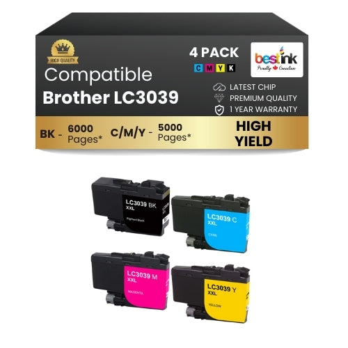 Brother LC3039 Compatible Ink Cartridge BK/C/M/Y ( 4 Pack ) Ultra High Yield