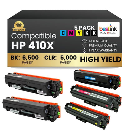 Cartouche de toner noir haute capacité compatible HP 410X CF410X