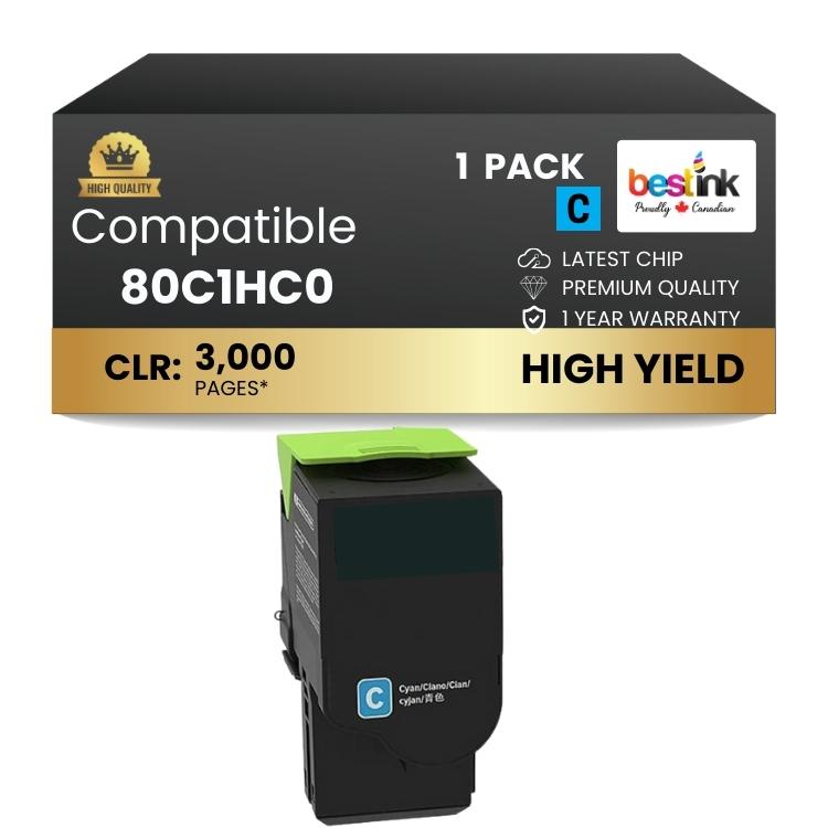 Compatible Lexmark 80C1HC0, Cyan