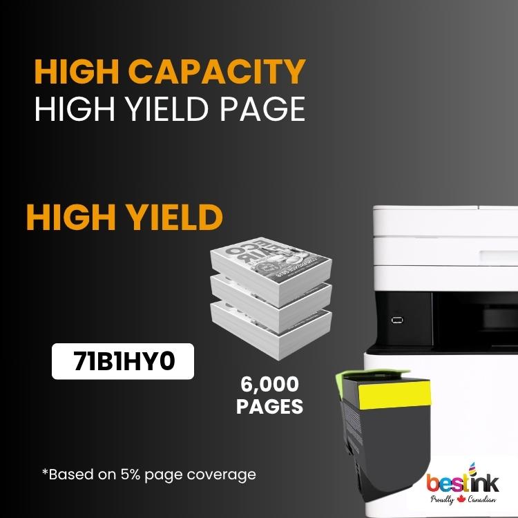 Cartouche de toner jaune compatible Lexmark 71B1HY0 (1 paquet)