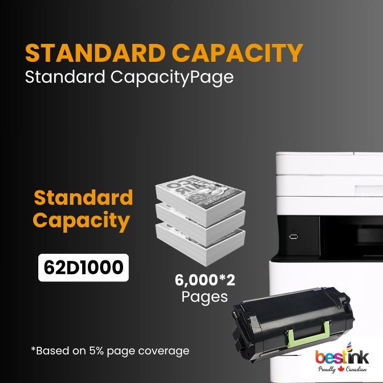 Compatible Lexmark  62D1000 Black Toner Cartridge 2 Pack