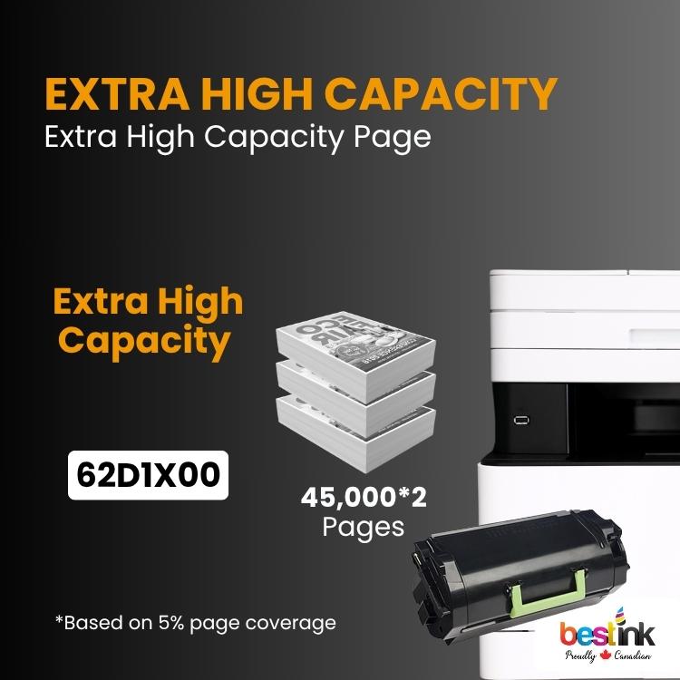 Compatible Lexmark  62D1X00 Black Toner Cartridge 2 Pack