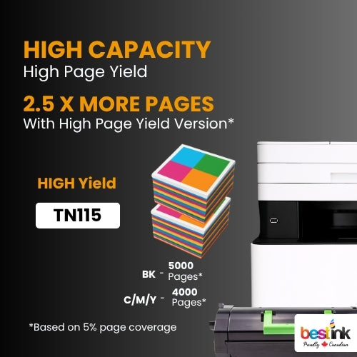 Compatible Brother TN115 Toner Cartridge High Yield BK/C/M/Y (4 Pack)
