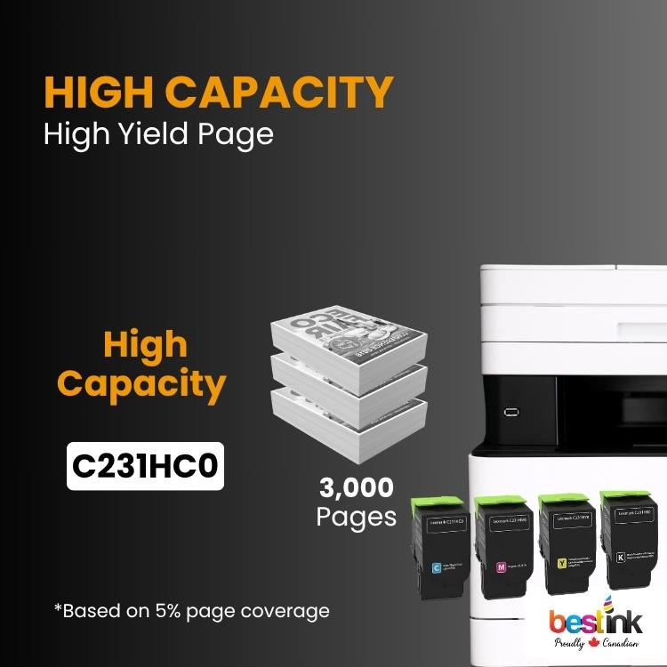 Pack de cartouches de toner compatibles Lexmark C231HK0 - C231HC0 - C231HM0 - C231HY0