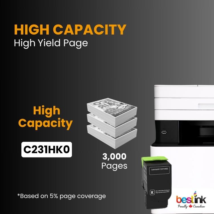 Cartouche de toner noir compatible Lexmark C231HK0
