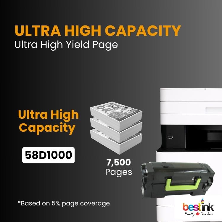 Compatible Lexmark  58D1000 Black Toner Cartridge 1 Pack