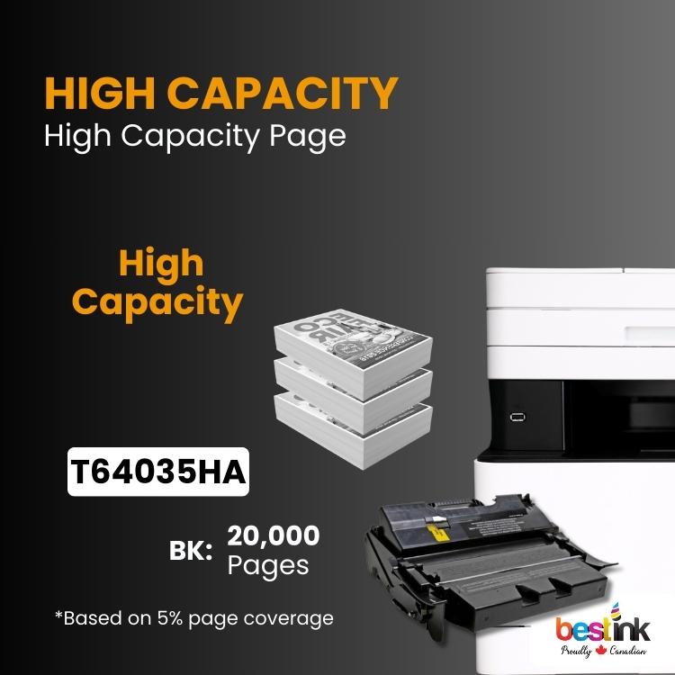 Cartouche de toner noir MICR compatible Lexmark T64035HA/T642/T644 (1 paquet)