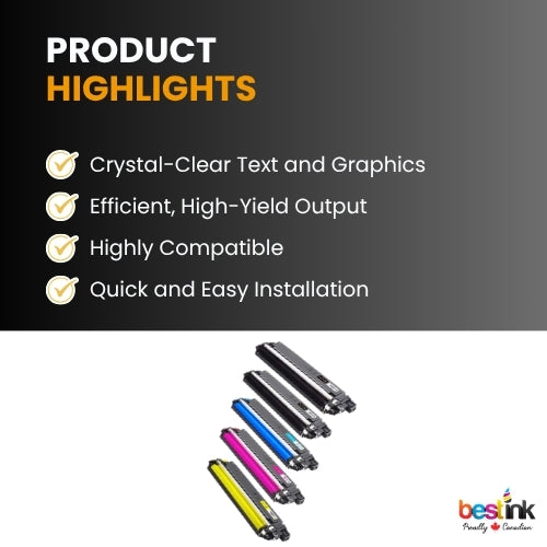 Cartouche de toner compatible Brother TN227, haut rendement, avec puce (lot de 5)