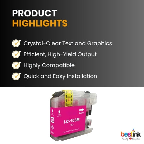 Brother LC103 Compatible Ink Cartridge ( 1 Pack ) Magenta High Yield