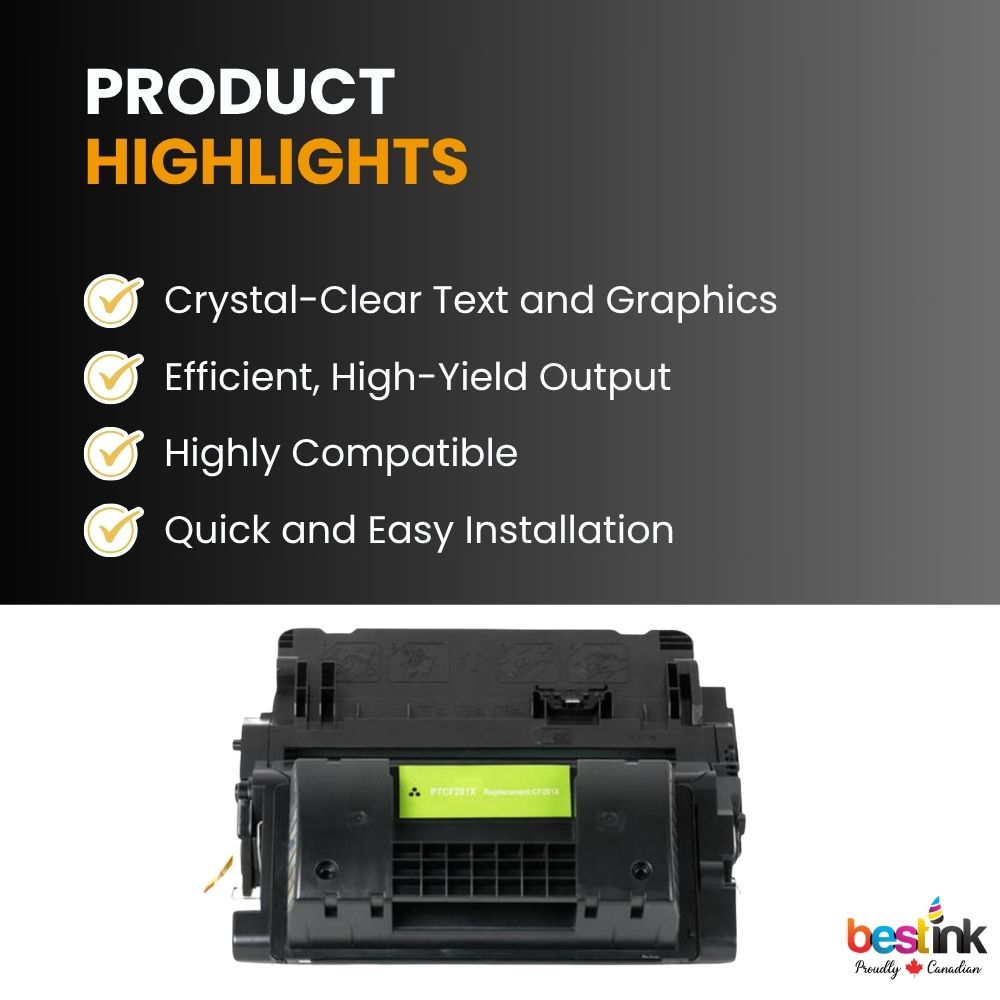 Cartouche de toner noir haute capacité compatible HP 81X CF281X MICR