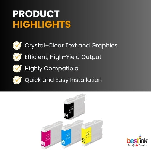 Brother LC51 Compatible Ink Cartridge BK/C/M/Y ( 4 Pack ) Standard Yield