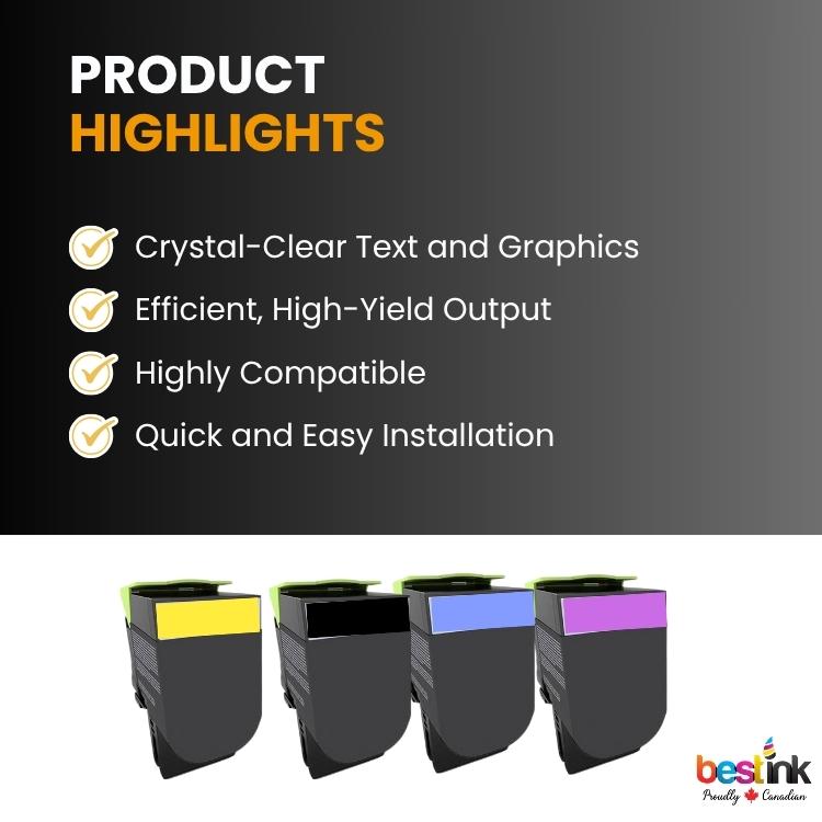 Compatible Lexmark 71B10K0/71B10C0/71B10Y0/71B10M0/ Toner Cartridge 4 Pack