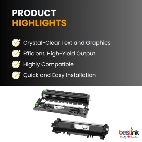 Compatible Brother TN760 DR730 Toner Cartridge & Drum Unit Black( Combo )High-Yield ( 1 Pack )