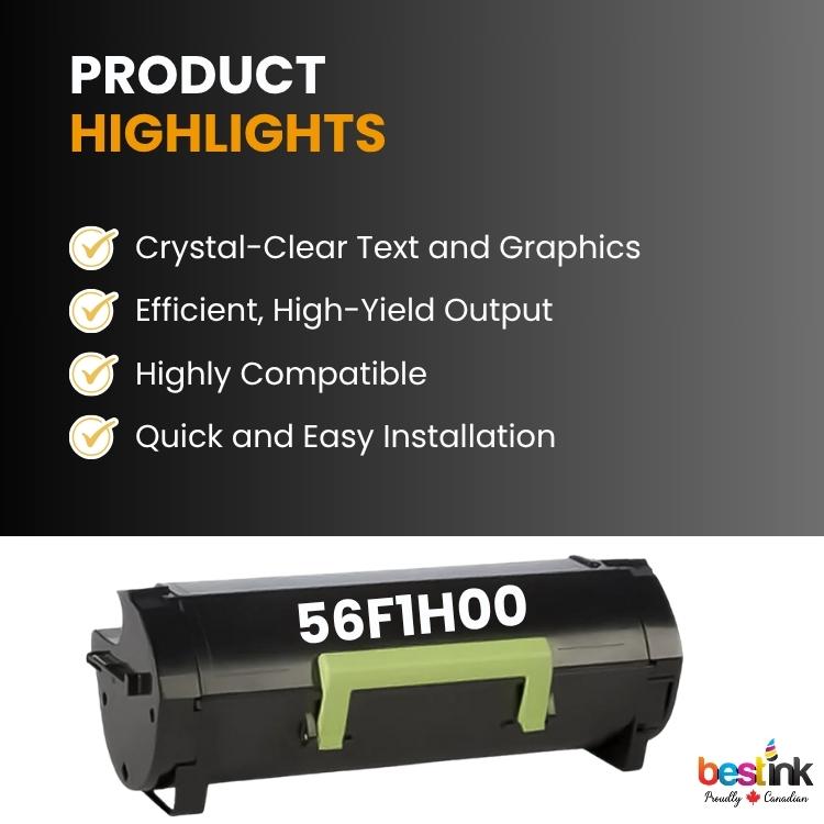 Compatible Lexmark 56F1H00 Black Toner Cartridge 1 Pack