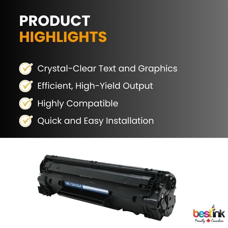 Cartouche de toner noir compatible HP 36A CB436A (1 paquet)