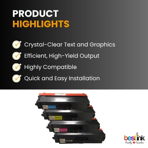 Compatible Brother TN433 Toner Cartridge High Yield BK/C/M/Y (4 Pack)