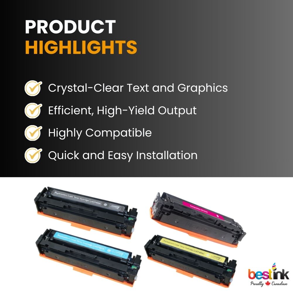 Cartouche de toner compatible HP 201A (noir/crème/magenta/jaune) (lot de 4)