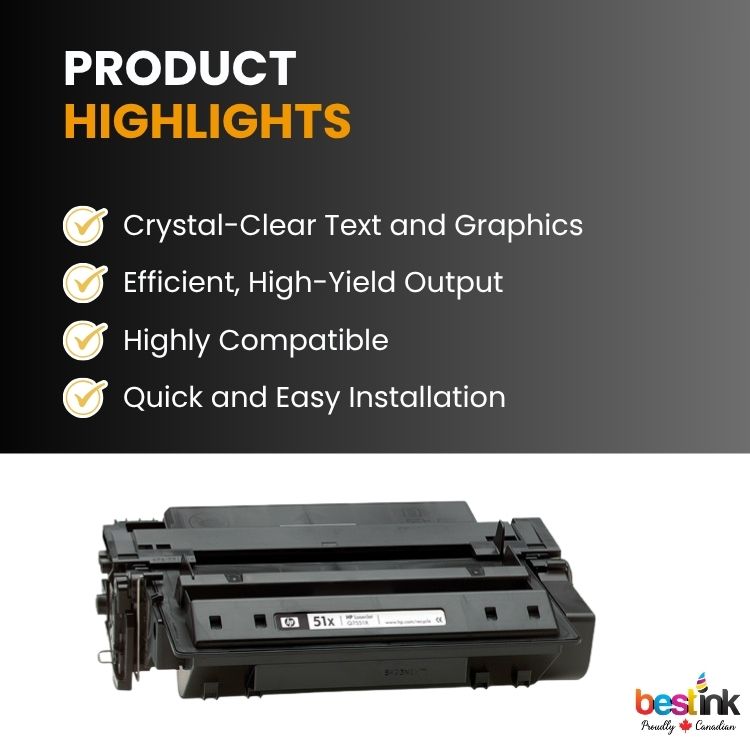 Cartouche de toner noir haute capacité compatible HP 51X Q7551X (1 paquet)