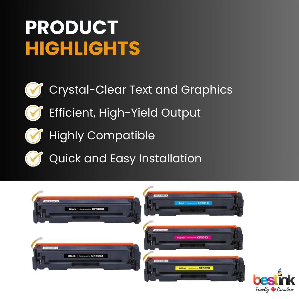 Compatible HP 202X Toner Cartridge High Yield Combo 2BK/C/M/Y (5 Pack)