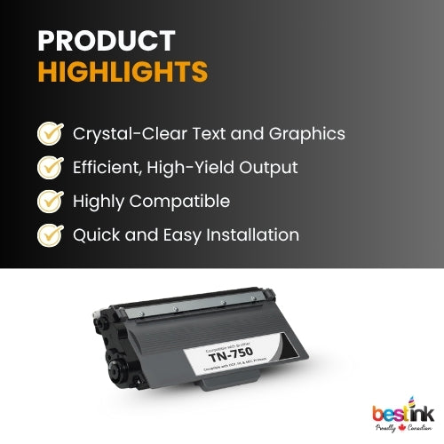 Brother TN750 Compatible Black Toner Cartridge ( 1 Pack ) High Yield