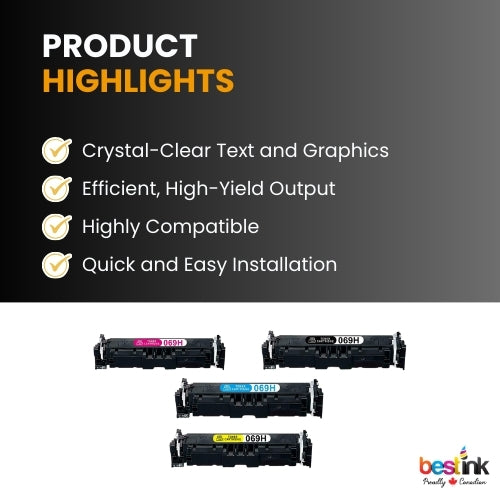 CANON 069H Compatible Toner Cartridge BK/C/M/Y ( 4 Pack ) High Yield