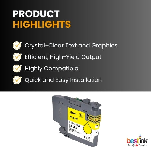 Brother LC404 Compatible Ink Cartridge Yellow ( 1 Pack ) Standard Yield
